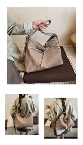 Pleated leather minimalist large capacity commuter shoulder bag and stylish convertible backpack.