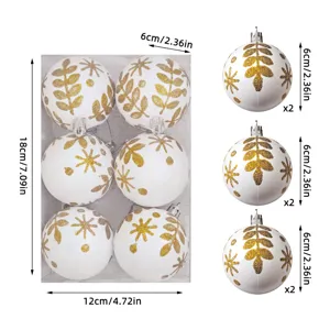 Weihnachtskugeln 6er Set weiss gold Glitzer Christbaumkugeln Deko Hängende Kugel 6cm