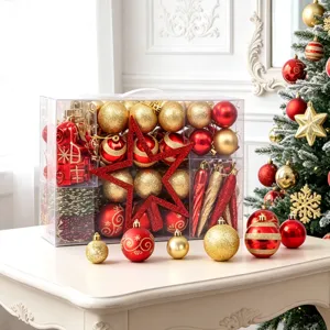 Weihnachtsbaum Dekoration Rot Gold Weihnachtskugeln Baumspitze Stern Auto Hängende Ornamente Schneeflocken Eiszapfen Feiertag Party Heimtextilien