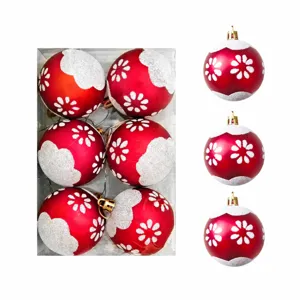 6cm 6er-Pack Weihnachtskugeln rot bemalt Hängende Ornamente für Weihnachtsbaum Party Deko