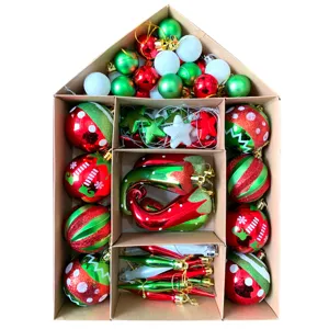 Weihnachtsbaum Deko Set in Haus Box Plastik Kugeln Stern Elfen Schuhe Party Deko Anhänger