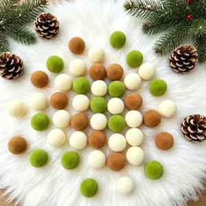 Weihnachten Beflockt Kugeln Set 3cm 49Stk Samt Kleine Weihnachtskugeln für Baum Deko Tisch