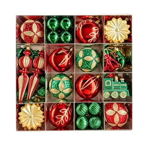 Weihnachtsbaum Dekoration Set 8cm galvanisierte Kugeln Zug bemalte Hängeornamente