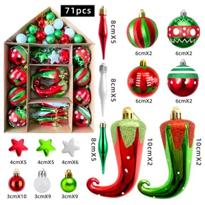 71 Stk. Christbaumkugeln Set mit Hausbox Weihnachtsschmuck Kugeln Sterne Deko Anhänger