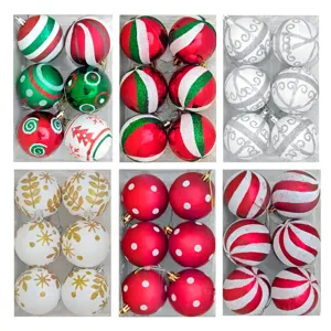 Handbemalte Glitzer Weihnachtsbaumkugeln Set Für Weihnachtsbaum Hängende Dekorationen Fest Home Party Ornamente Urlaubsdekor