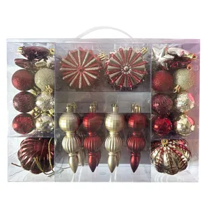 Weihnachtskugeln 52 Stueck Christbaumschmuck Kunststoff Deko Kugeln fuer Tannenbaum festlich