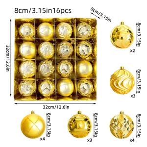 Weihnachtskugeln 16 Stk 8 cm goldene dekorative Ornamente Weihnachtsbaum hängende Bälle