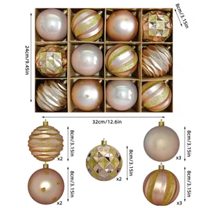 Weihnachtskugeln 12 Stück 8 cm Christbaumkugeln Set Kunststoff Christbaumschmuck rosa