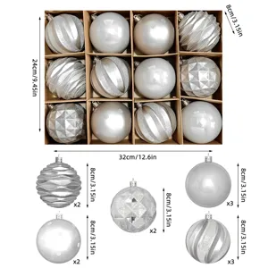 12 Stk. Weihnachtskugeln 8cm bruchsichere Kunststoff Christbaumkugeln Deko Set Box