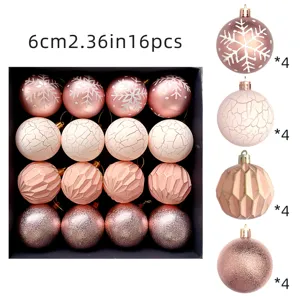16Stk 6cm Christbaumkugeln Set Retro Rosa Weihnachtsbaumkugeln Deko Anhänger