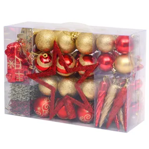 Weihnachtsbaum Dekoration Set 102 Stk rot gold Christbaumkugeln Sterne Eiszapfen