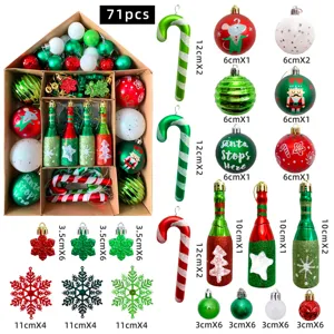 71tlg Christbaumkugeln Set Weihnachtskugel Zuckerstangen Schneeflocken Deko fur Tannenbaum