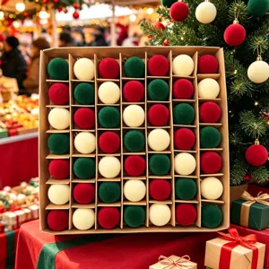 Weihnachtskugeln flokkiertes Set 49Stk Samt kleine Deko Kugeln für Tannenbaum hängende Deko