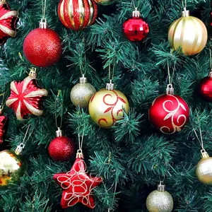 Weihnachtsbaum Deko Set Kunststoff bemalt Kugeln Anhänger für festliche Party Dekoration