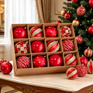 Galvanisierte Kunststoff Weihnachtskugeln Bruchsicher Bemalter Hängeschmuck Festliche Feiertags Party Weihnachtsbaum Dekorationen