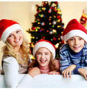 Christmas hat plush red white festival party adult children holiday decor cute soft cap