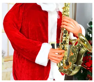 Papá Noel musical eléctrico con saxofón decoración navideña muñeco juguete de 1.8m.