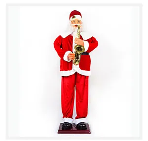 Papá Noel eléctrico tocando el saxofón 1,8m de altura decoración navideña figura animada musical