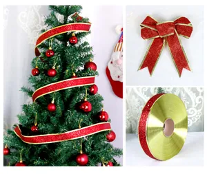 Weihnachts Deko Band und Schleife Set für Christbaum und Feiertag Basteln Geschenkverpackung.