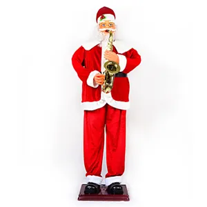 Papá Noel Animado De Tamaño Real Con Saxofón Música Control Por Voz Decoración Navideña Móvil Para Hogar Fiesta