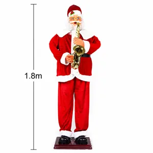 1.8m Papá Noel Eléctrico Tocando el Saxofón Decoración Navideña Musical con Movimento