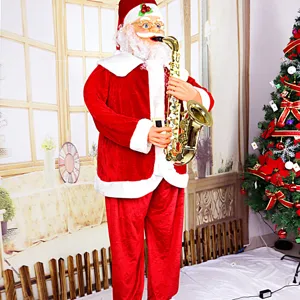Figura de Papá Noel musical eléctrica con saxofón de 1.8m para decoración navideña