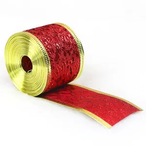 Weihnachtliche Dekoband rot gold Glitzer Schleife Geschenkband fur Baum Deko Handwerk