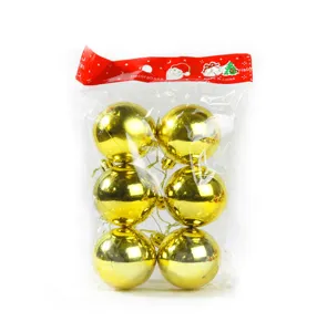 Goldene Christbaumkugeln 6er Set, glänzende Kunststoff Weihnachtskugeln zum Aufhängen für Baum.