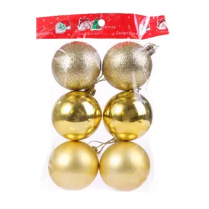 Weihnachtsbaum Christbaumkugeln 6er Pack glänzend matt goldene Plastik Kugeln Party Dekor.