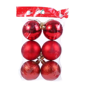 Rote Christbaumkugeln Set 6 Stk Kunststoff Weihnachtskugeln glänzend matt Glitzer Deko Kugeln