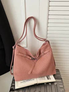 2026 Stylish Pleated Leather Shoulder Bag Large Capacity Casual Tote Commuter Bag