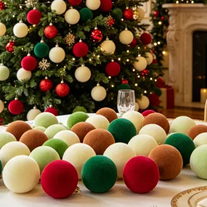 Weihnachts-Samt-Beflockung dekorative Kugeln Set für Innen- Tisch- Feiertagsdekoration