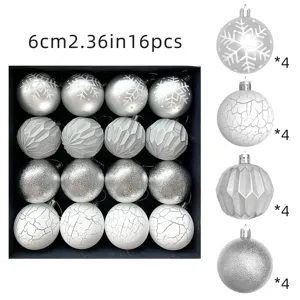 Weihnachtsdeko 6cm Vintage gerissene bemalte Christbaumkugeln, 16 Stk Set für den Christbaum.