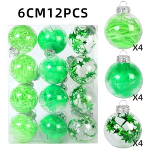 6cm 12Stk Christbaumkugeln transparent bruchsicher Kunststoff gruen Weihnachtsdeko