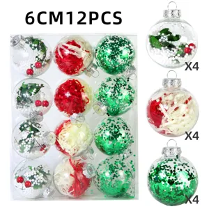 Weihnachten transparente Kunststoffkugeln 6cm 12Stk dekorative Hängeornamente Set