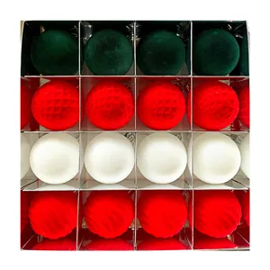 Weihnachtsbaumkugeln Set, 16 Stk. bunte beflockte Christbaumkugeln Deko für Festtage.