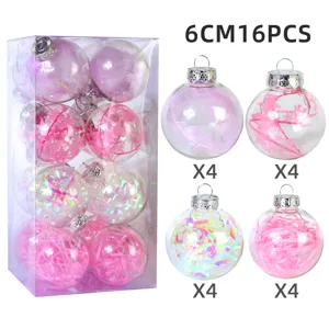 Transparente Kunststoff Weihnachtskugeln Set, 6cm 16Stk befuellbare Christbaumkugeln Deko