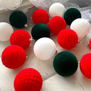 Weihnachtskugeln Beflockt 6cm 16Stk Bunte Pluesch Christbaumkugeln Deko Anhaenger