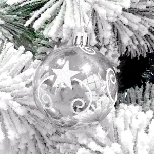 Transparente Christbaumkugel mit weißem Sternmuster Weihnachtsbaum hängende Dekoration