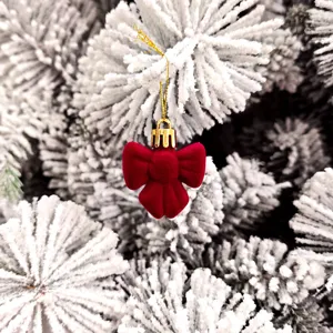 Rotes Samt Weihnachtsbaum Ornament Detail, festlicher Hänge Schleife Anhänger, Plüsch Dekor