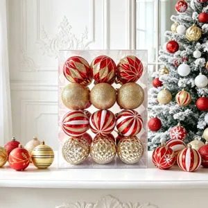 Weihnachtskugeln Set 6cm bruchsicher Kunststoff Christbaumkugeln in transparenter Box für Baumdeko