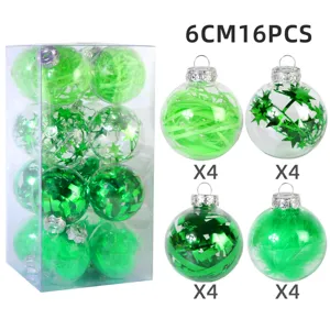 Transparente Weihnachtskugeln Set, 6cm 16Stk bruchsichere Christbaumkugeln fur Party Deko.