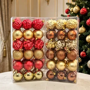 Weihnachtskugeln Set 36 Stk. Plastik Christbaumkugeln Deko fuer Weihnachtsbaum Rot Gold
