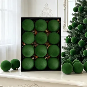 Grüne beflockte Christbaumkugeln Set Samt Ornamente Weihnachtsbaum Deko Geschenke