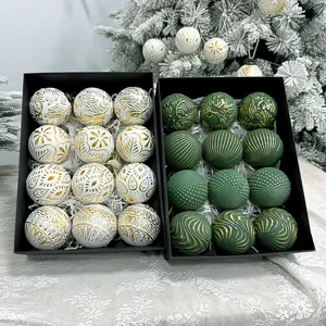 Weihnachtsdeko Christbaumkugeln 8cm 12er Set gepraegter Vintage Stil Weihnachtsbaum Anhaenger