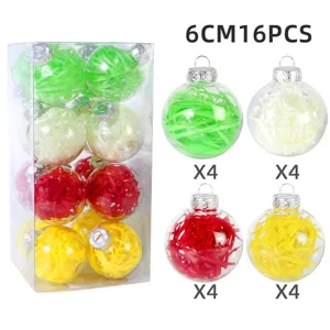 Transparente Plastik Weihnachtskugeln 6cm 16Stk dekorative Baumschmuck Kugeln gefüllt.