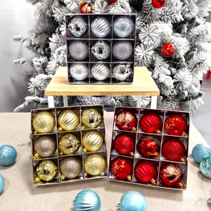 Weihnachtsbaum Deko Kugeln Set 6cm 9er Pack elektroplatierte Plastik Christbaumkugeln Anhänger