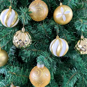 Weihnachtsbaumkugeln 8cm Set Kunststoff Christbaumkugeln gold Baumschmuck Deko Kugeln