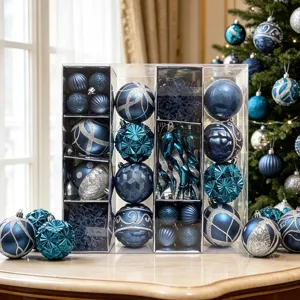 Weihnachtsbaum Dekoration Set blau Plastik Weihnachtskugeln Eiszapfen Anhänger für Festliche Deko.