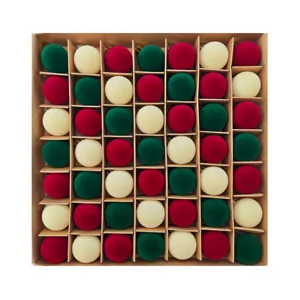 Beflockte Samt Christbaumkugeln Set, 3cm kleine Weihnachtskugeln zum Hängend und Tannenbaum Dekor.